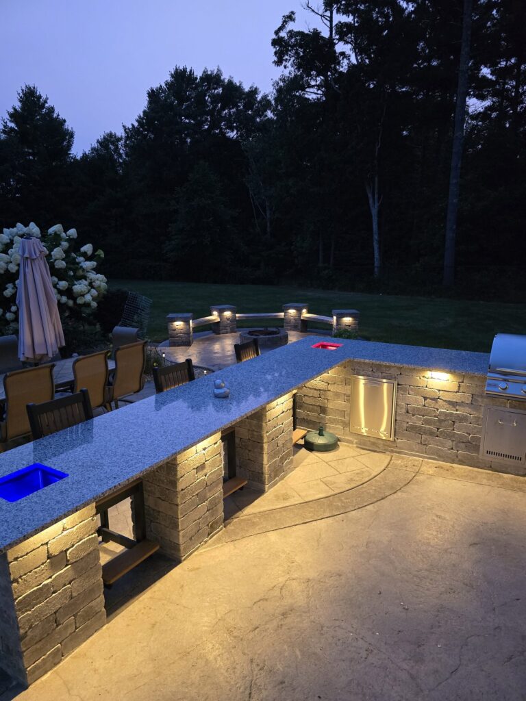 Granite counter and masonry kitchen lighting in Halifax